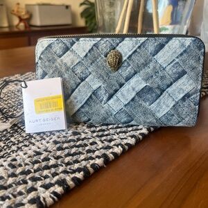 Kurt Geiger Woven Blue Denim Wallet